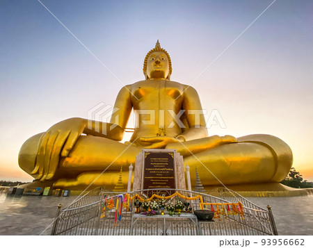 Big Buddha during sunset at Wat Muang in Ang Thong, Thailand 93956662