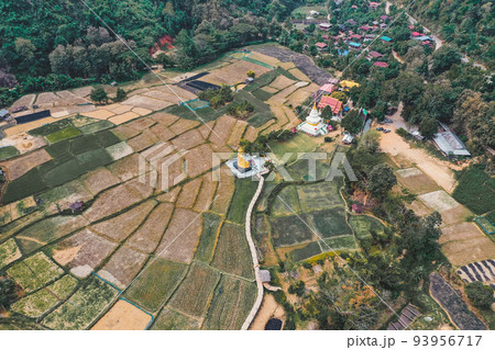 Aerial view of Wat Na Khuha Temple in Phrae Thailand Aerial view of Wat Na Khuha Temple in Phrae Thailand 93956717