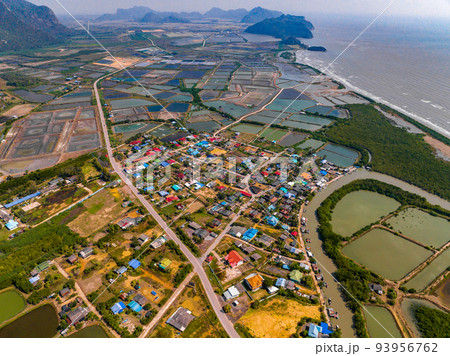 Aerial view of Khao Daeng View Point, the red mountain, in Sam Roi Yot National Park, in Prachuap Aerial view of Khao Daeng View Point, the red mountain, in Sam Roi Yot National Park, in Prachuap 93956762