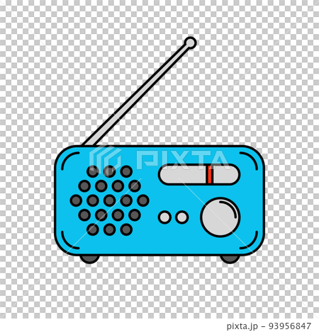 青いポータブルラジオのイラスト 93956847