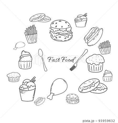 Collection of Fast Food Illustrations  93959632