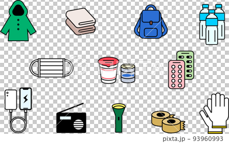 防災グッズのカラーイラスト 93960993