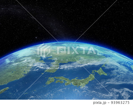 地球　日本　スターフィールド　背景　CG 93963275
