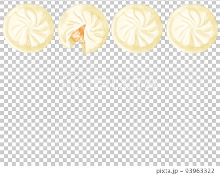 手繪水彩小籠包插畫矩形框頂 93963322