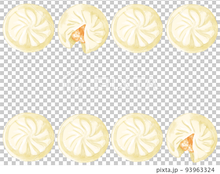 手繪水彩小籠包插畫矩形框，上下 93963324