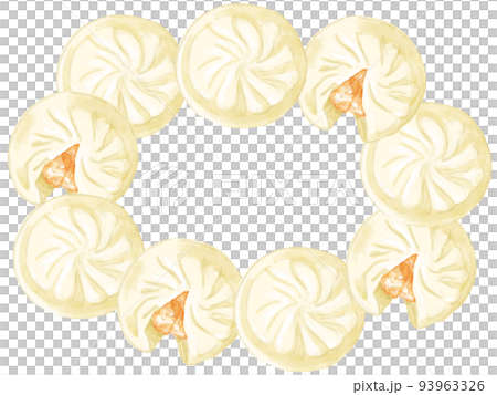 手繪水彩小籠包插畫矩形框橢圓 手繪水彩小籠包插畫矩形框橢圓 93963326