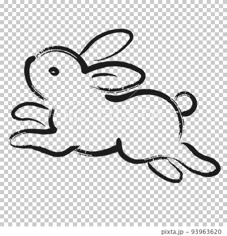 卯年年賀状_うさぎの線画イラスト_06 93963620