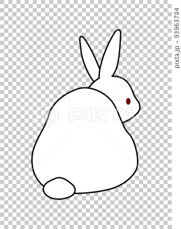 座っている白いうさぎ 後ろ姿 座っている白いうさぎ 後ろ姿 93963784