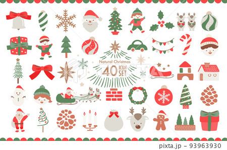 クリスマスのナチュラルで可愛いアイコンセット_クリスマスカラー 93963930