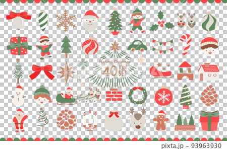 クリスマスのナチュラルで可愛いアイコンセット_クリスマスカラー 93963930