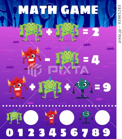 Cartoon monster characters. Math game...のイラスト素材 [93965283] - PIXTA