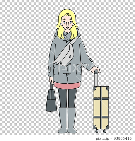 笑顔のインバウンド　白人女性　冬服　マスクなしVer 93965416