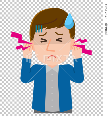 Illustration of a man suffering from tinnitus 93965983