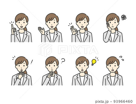女性会社員の様々なポーズのイラスト 女性会社員の様々なポーズのイラスト 93966460