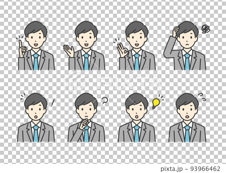 男性会社員の様々なポーズのイラスト 93966462