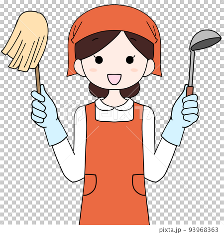 家事代行サービスで働くエプロン姿の女性　主婦 93968363