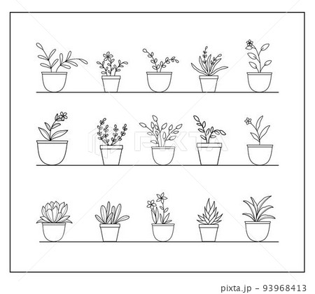 Line Art Collection of Potted Plants Line Art Collection of Potted Plants 93968413