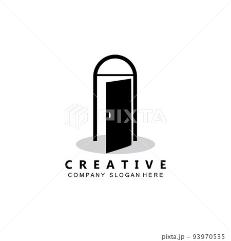 Simple open door logo vector icon symbol 93970535