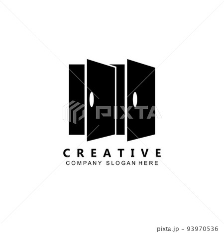 Simple open door logo vector icon symbol Simple open door logo vector icon symbol 93970536
