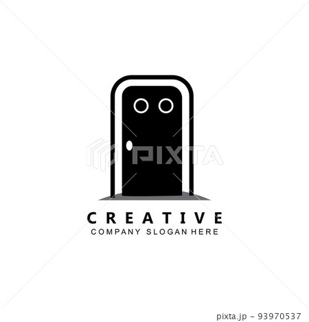 Simple open door logo vector icon symbol 93970537