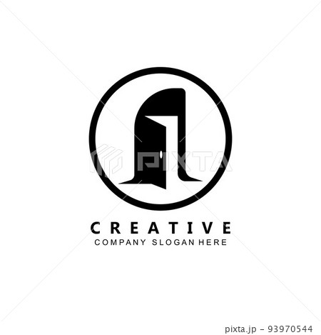 Simple open door logo vector icon symbol Simple open door logo vector icon symbol 93970544