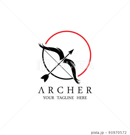 Athena Minerva Silhouette with , Royal archer Logo Design 93970572