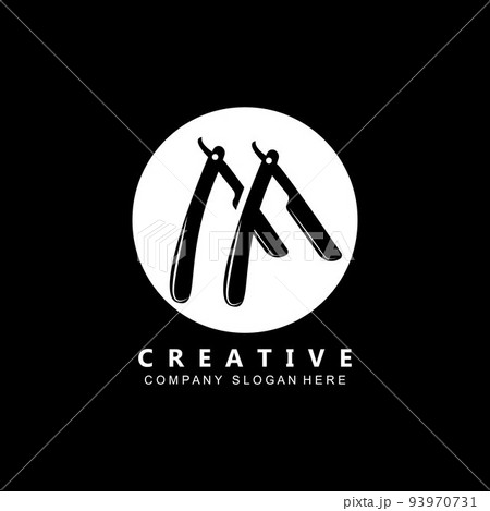 Barber tool scissors logo icon background symbol Barber tool scissors logo icon background symbol 93970731