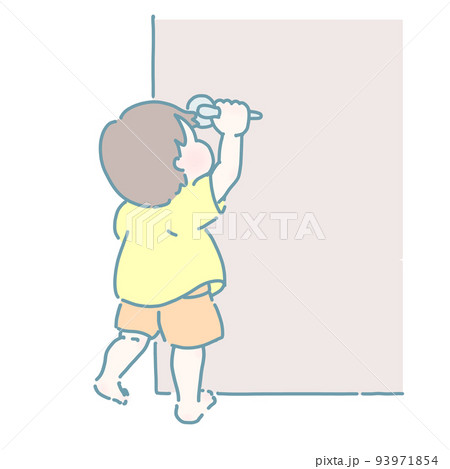 ドアを開けようとする男の子(パステルカラー)のイラスト素材 [93971854] - PIXTA