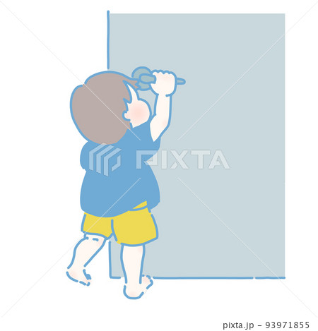 ドアを開けようとする男の子(モダンカラー)のイラスト素材 [93971855] - PIXTA