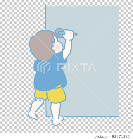 ドアを開けようとする男の子(モダンカラー) 93971855