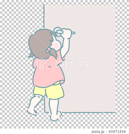 Girl trying to open the door (pastel color) 93971856