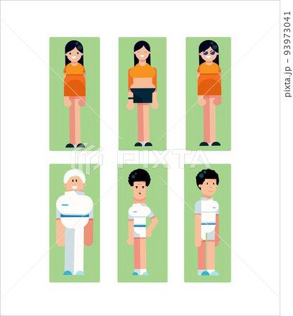 Icon Set of Boy and Girl Illustrations Vector  93973041