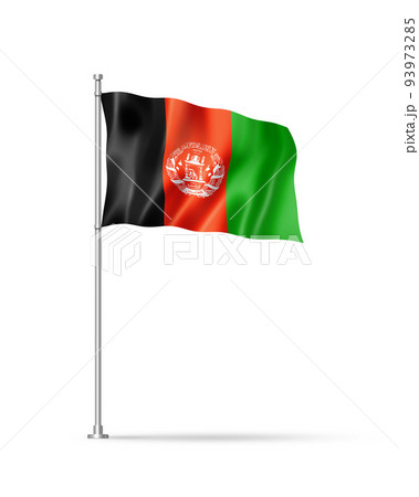Afghan flag isolated on white 93973285