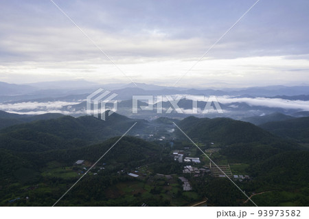 mountain ridge and clouds in rural jungle bush forest mountain ridge and clouds in rural jungle bush forest 93973582