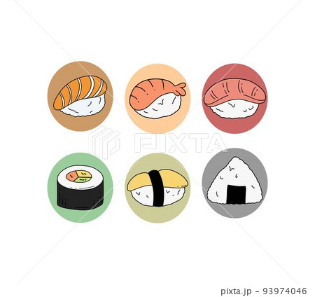 Icon Set of Sushi Colorful Vector  93974046