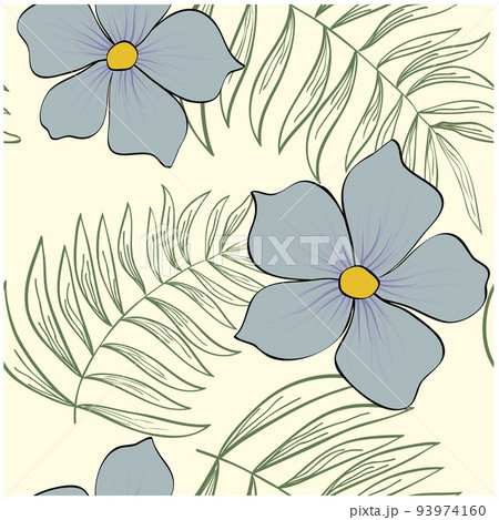 Beautiful paper art seamless pattern with flowers. Summer vector illustration. Spring floral vector Beautiful paper art seamless pattern with flowers. Summer vector illustration. Spring floral vector 93974160