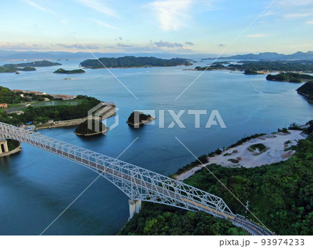 上天草市の天草パールライン入口の天門橋の空撮 上天草市の天草パールライン入口の天門橋の空撮 93974233