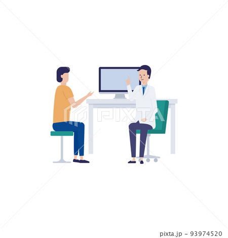 男性の患者さんに検査結果を説明する男性医師のイラスト素材 93974520