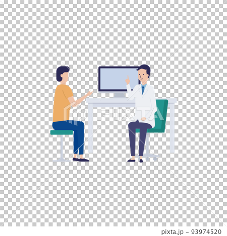 男性の患者さんに検査結果を説明する男性医師のイラスト素材 93974520