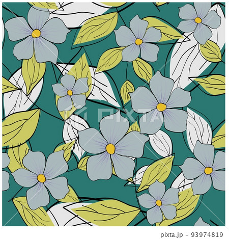 Beautiful paper art seamless pattern with flowers. Summer vector illustration. Spring floral vector 93974819