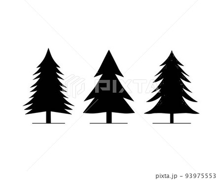 Three Pine Tree Silhouette on White Background のイラスト素材 [93975553] - PIXTA