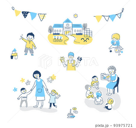 さまざまな幼稚園でのシーン　セット 93975721