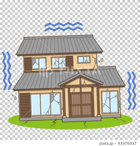 House earthquake house Japanese house illustration 93976937