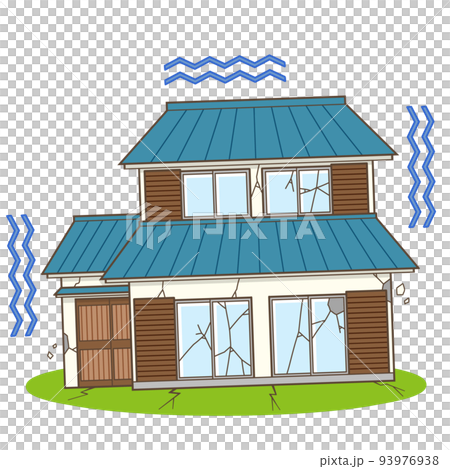 House earthquake house Japanese house illustration House earthquake house Japanese house illustration 93976938