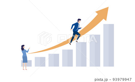 成長のステップを駆け上がる日本のビジネスマン！なイラスト素材 93979947