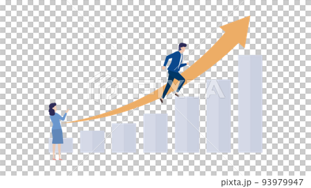 一位日本商人在成長的階梯上奔跑！插圖素材 93979947