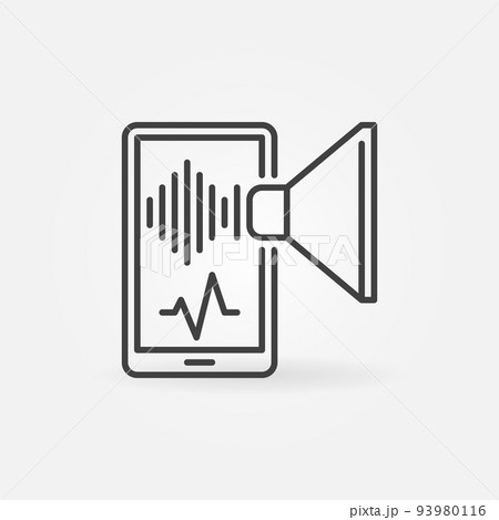 Smartphone with Sound wave and Speaker vector line icon Smartphone with Sound wave and Speaker vector line icon 93980116
