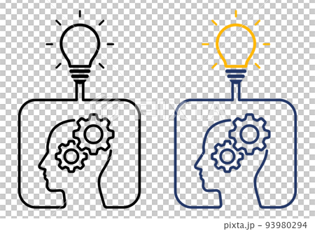 Gears, brain and light bulb icon 93980294