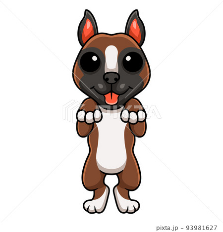 Cute little boxer dog cartoon 93981627