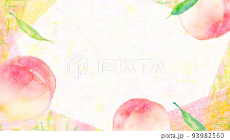 桃の背景素材　ピーチ　グランジフレーム 93982560